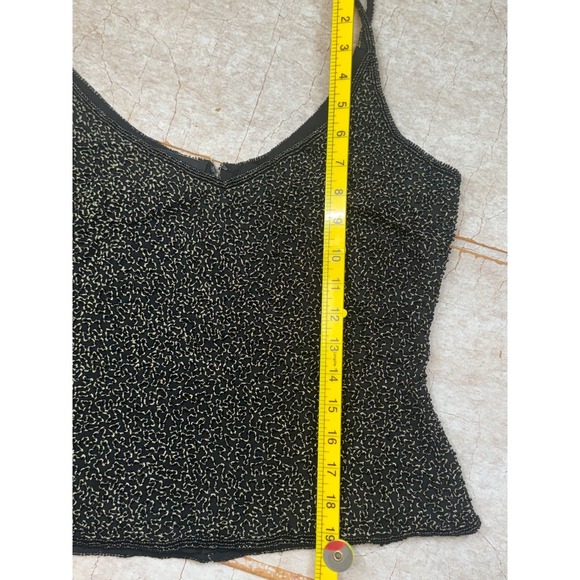 Chaudry Beaded Camisole Womens S Black Gold Silk Back Zip Heavy NWT Deadstock - Picture 6 of 15
